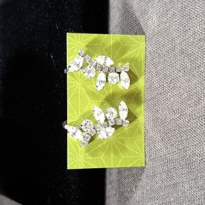 Vintage Jay Flex Sterling Screwback Rhinestone Drop Down Earrings VG Marked